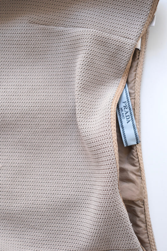 2010s Prada beige mesh pencil skirt