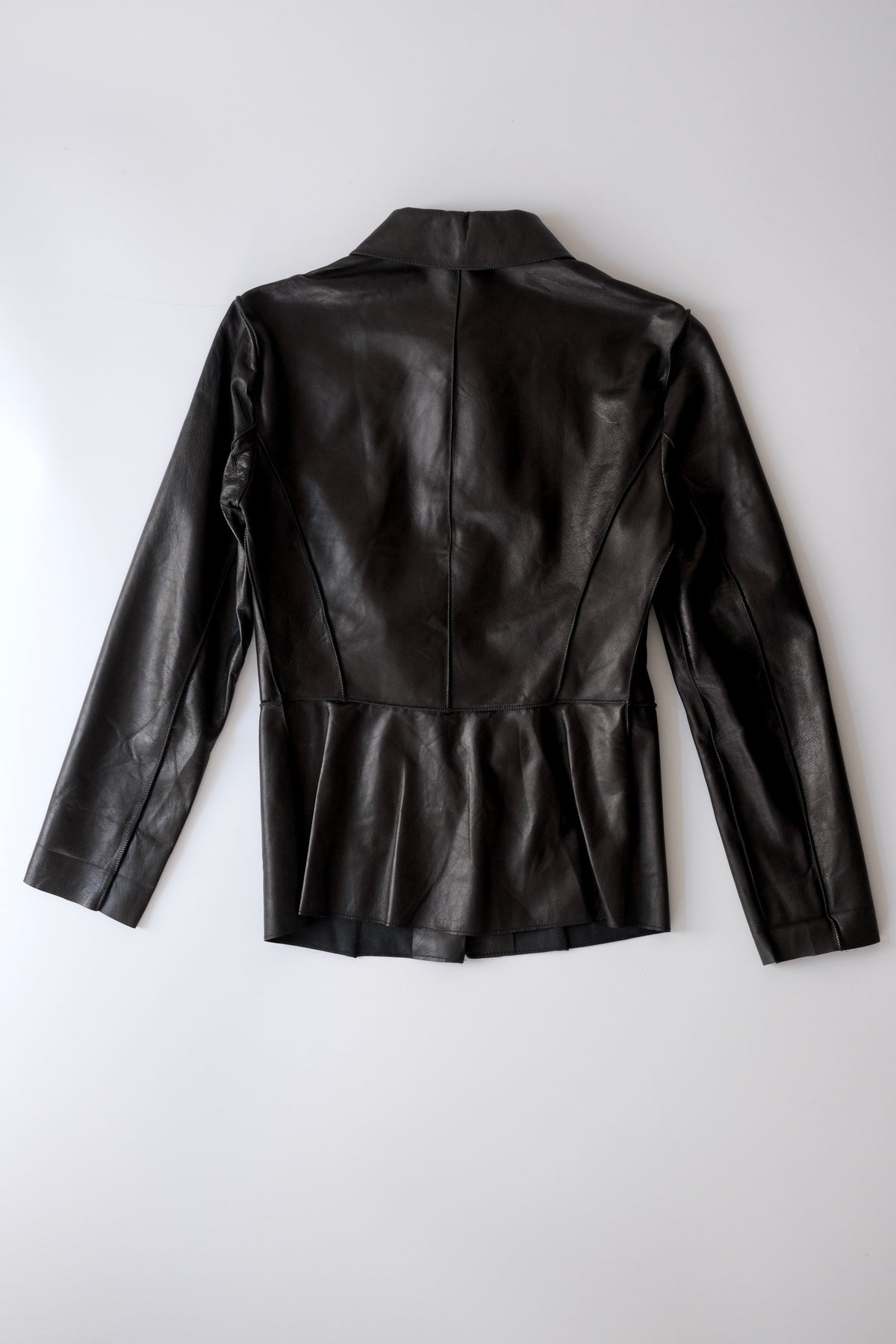 Vintage black leather tailored button-up shirt