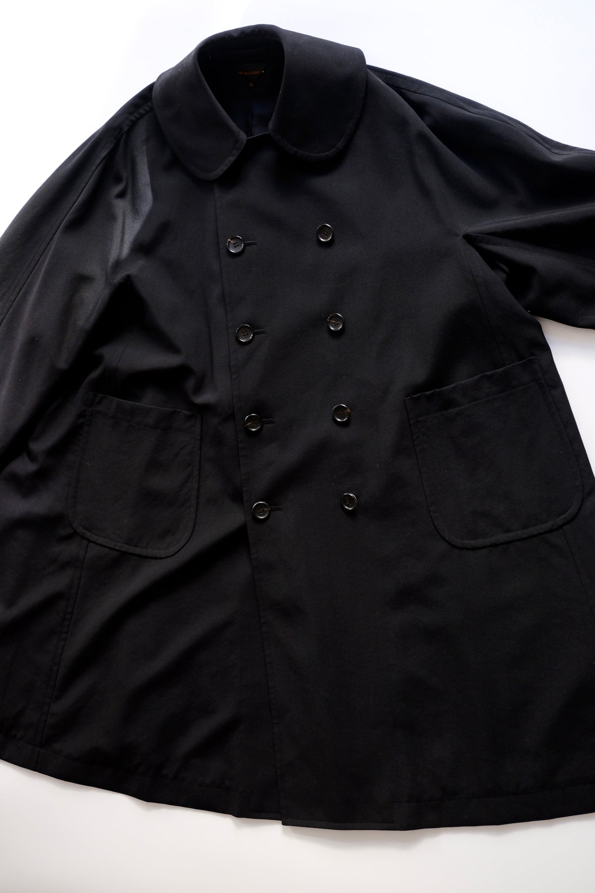 Comme des Garçons AD 2016 black wool double-breasted car coat
