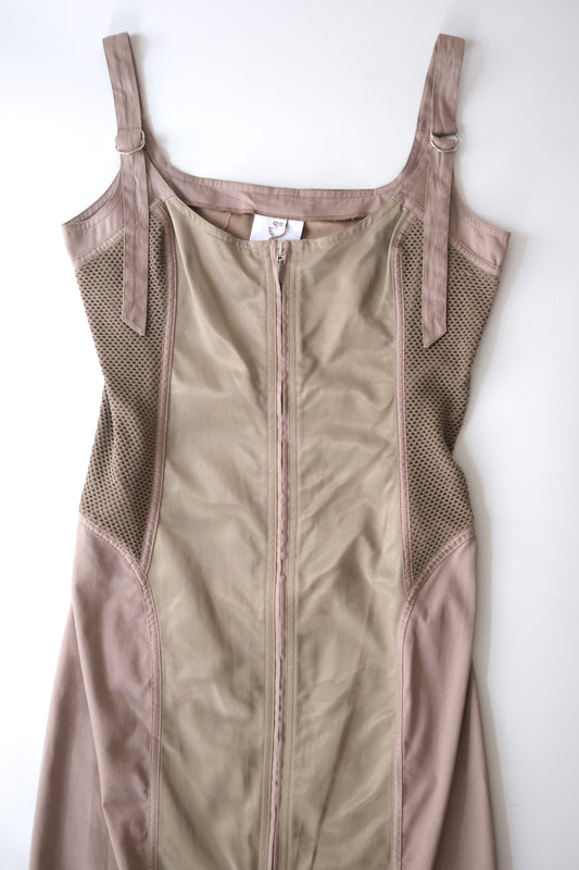 Plein Sud Jeans khaki zip-up midi dress