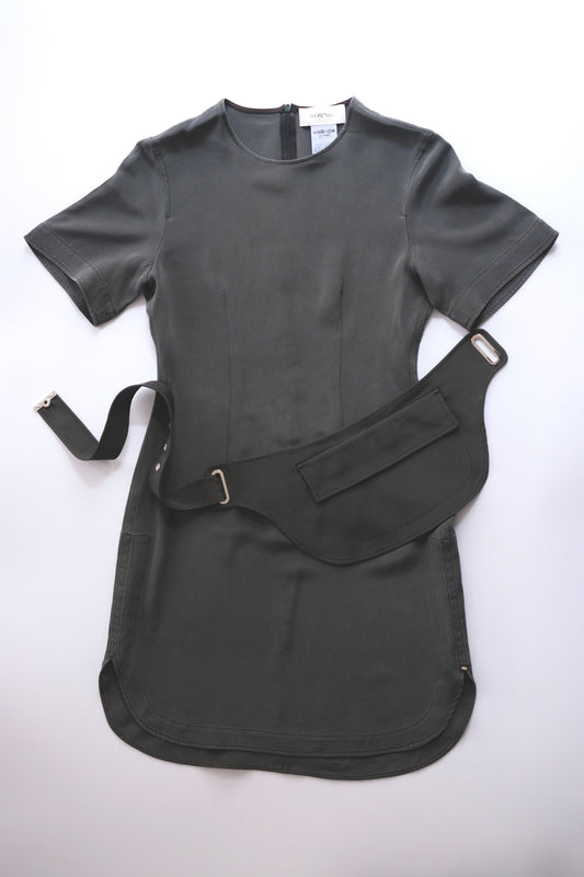 Sportmax khaki shortsleeved silk shift dress