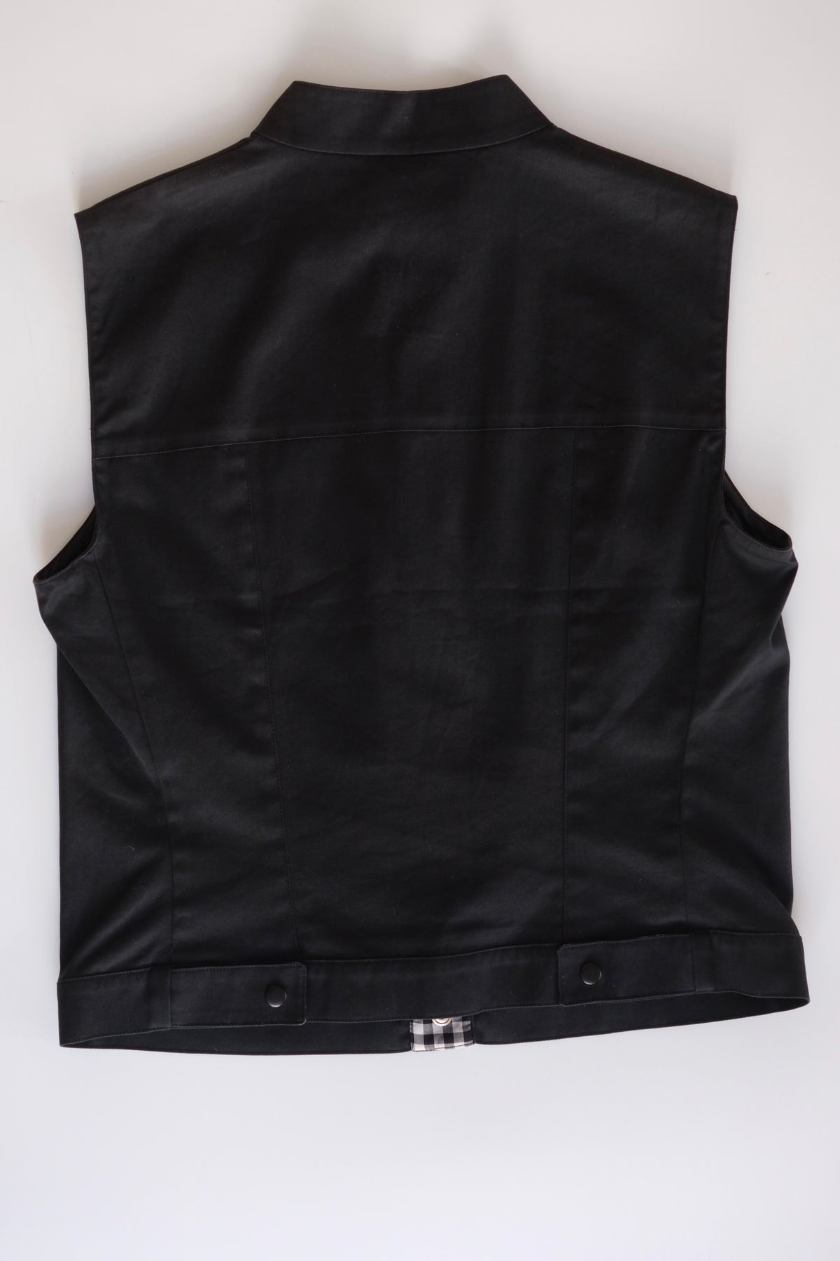 Miu Miu SS 2000 black button-up vest with gingham detailing