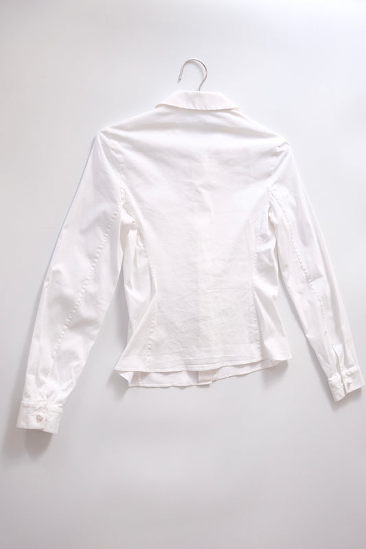 1990s Prada white cotton fitted button-up shirt