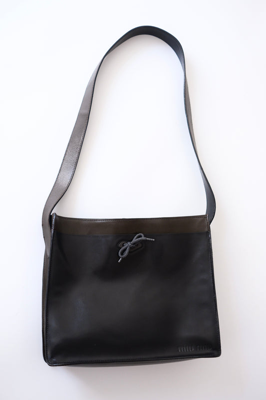 Miu Miu FW 1999 large khaki black leather butterfly shoulder bag