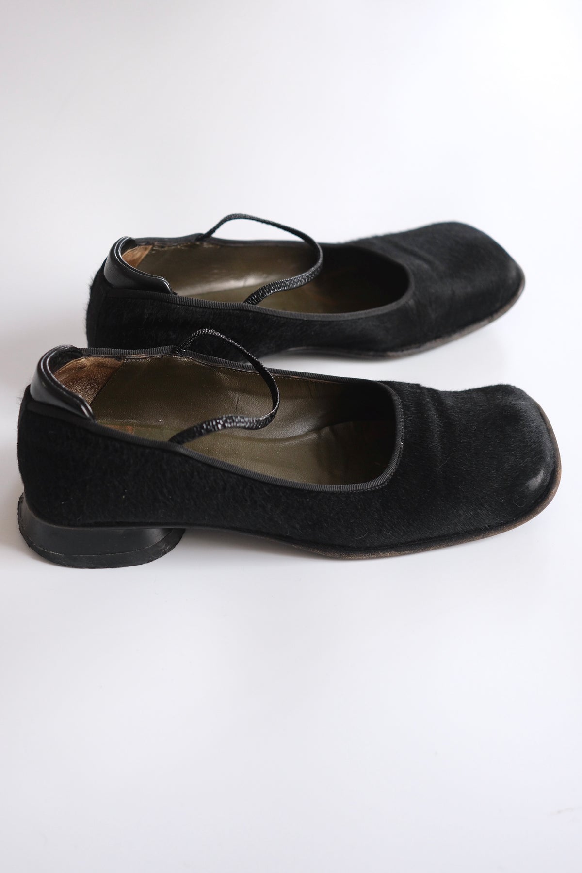 Gianfranco Paoli black ponyhair square toe mary jane flats