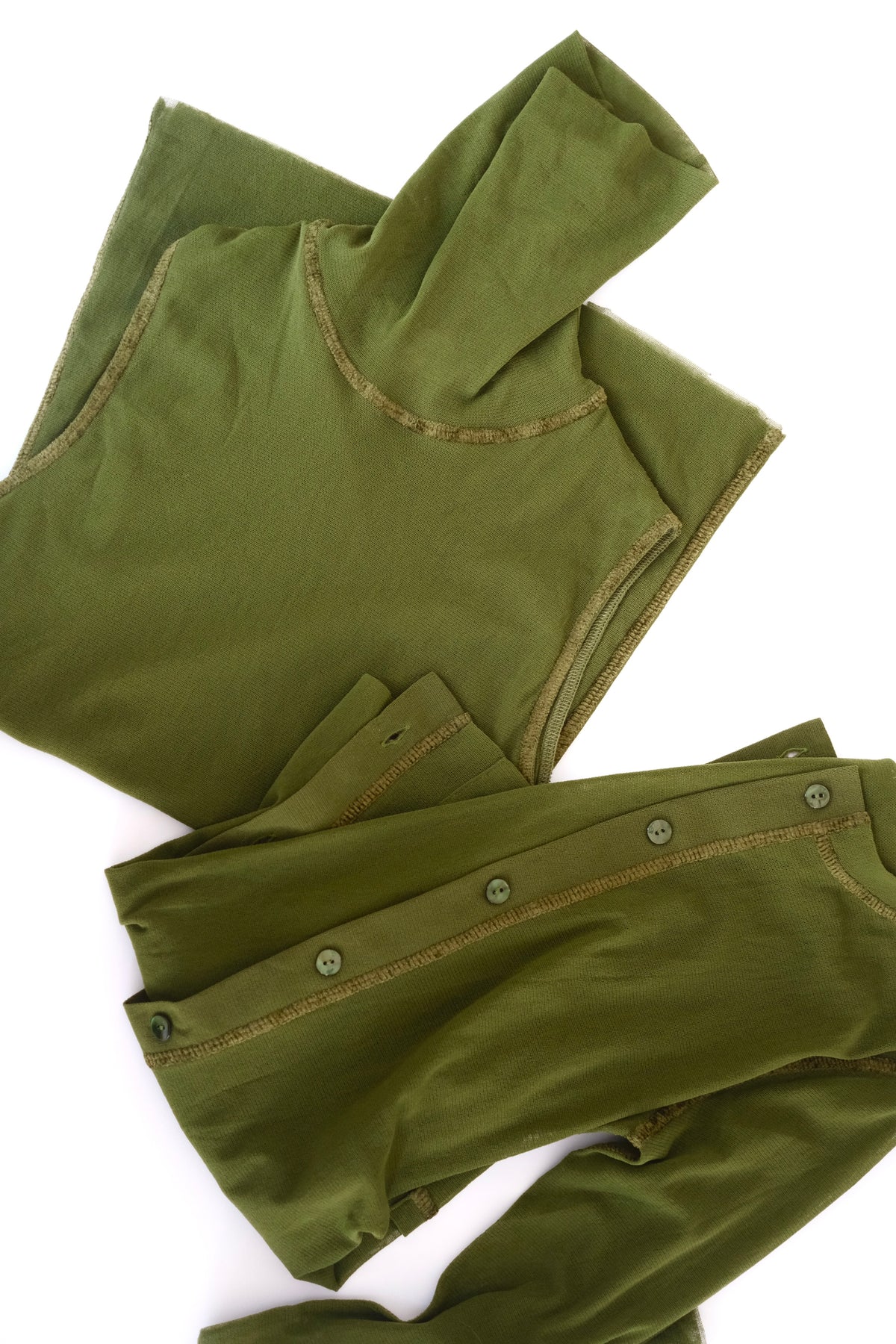 Vintage Jean Paul Gaultier olive green mesh twin set