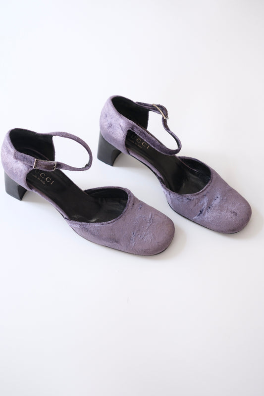Gucci by Tom Ford light purple velvet mary jane pumps