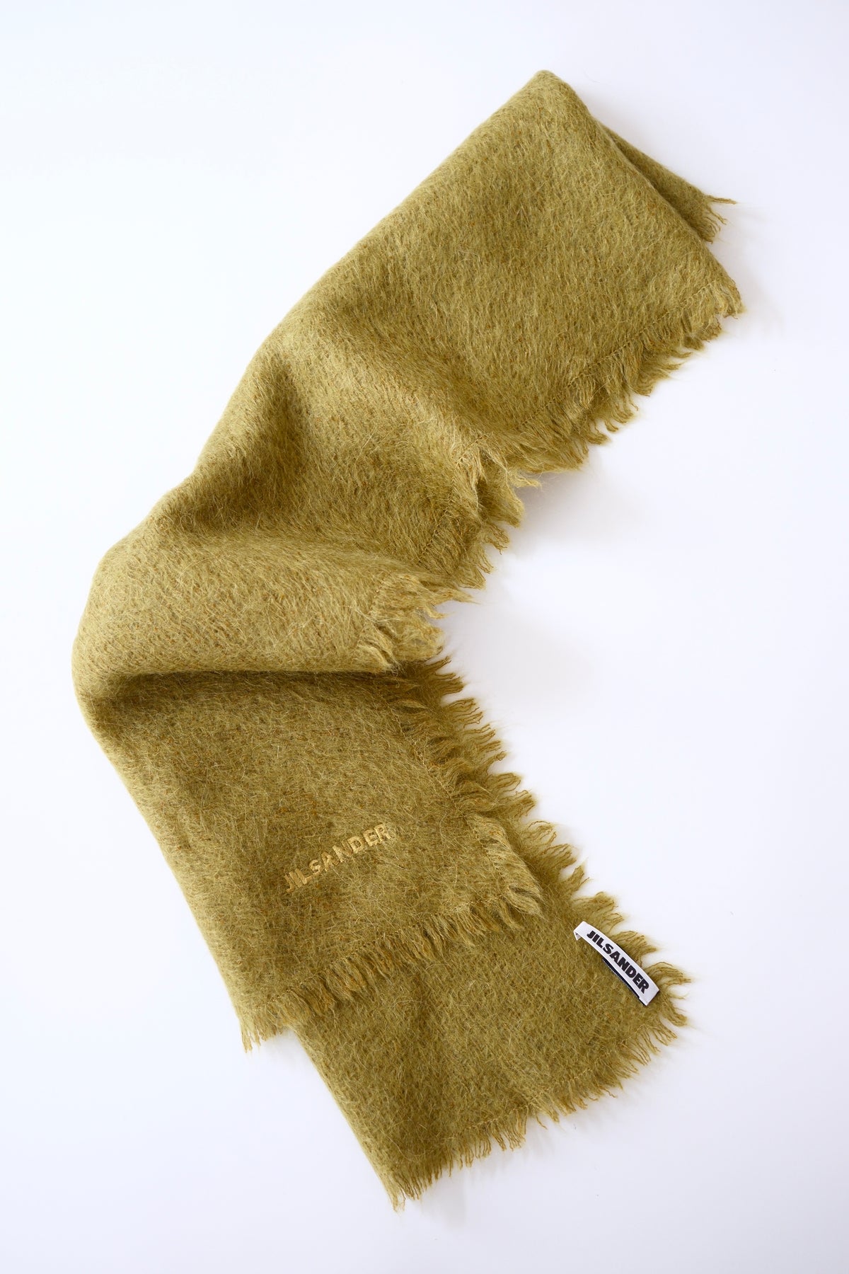 Jil Sander olive green mohair scarf