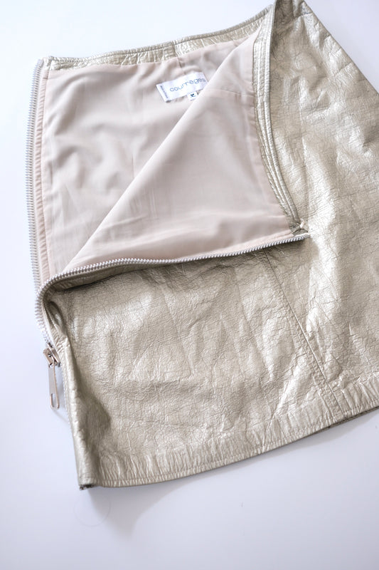 Vintage Courrèges metallic leather zip-up mini skirt