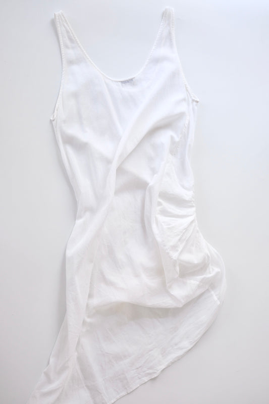 Dries van Noten sheer white cotton asymmetric tunic