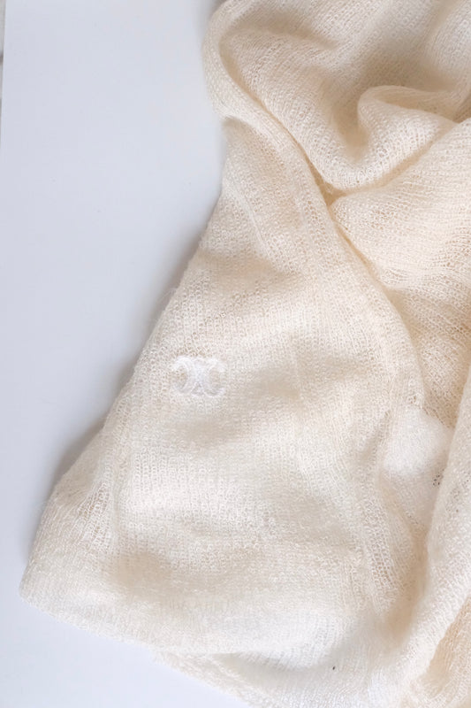 Old Céline sheer cream alpaca silk blend turtleneck knit