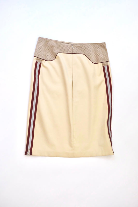 1990s Prada beige zip-up midi skirt