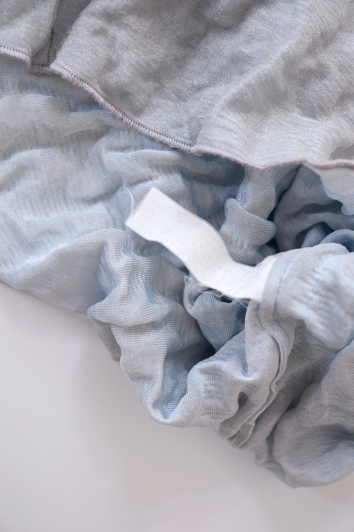 Vintage Giorgio Armani glittering light blue grey wrinkled crop top