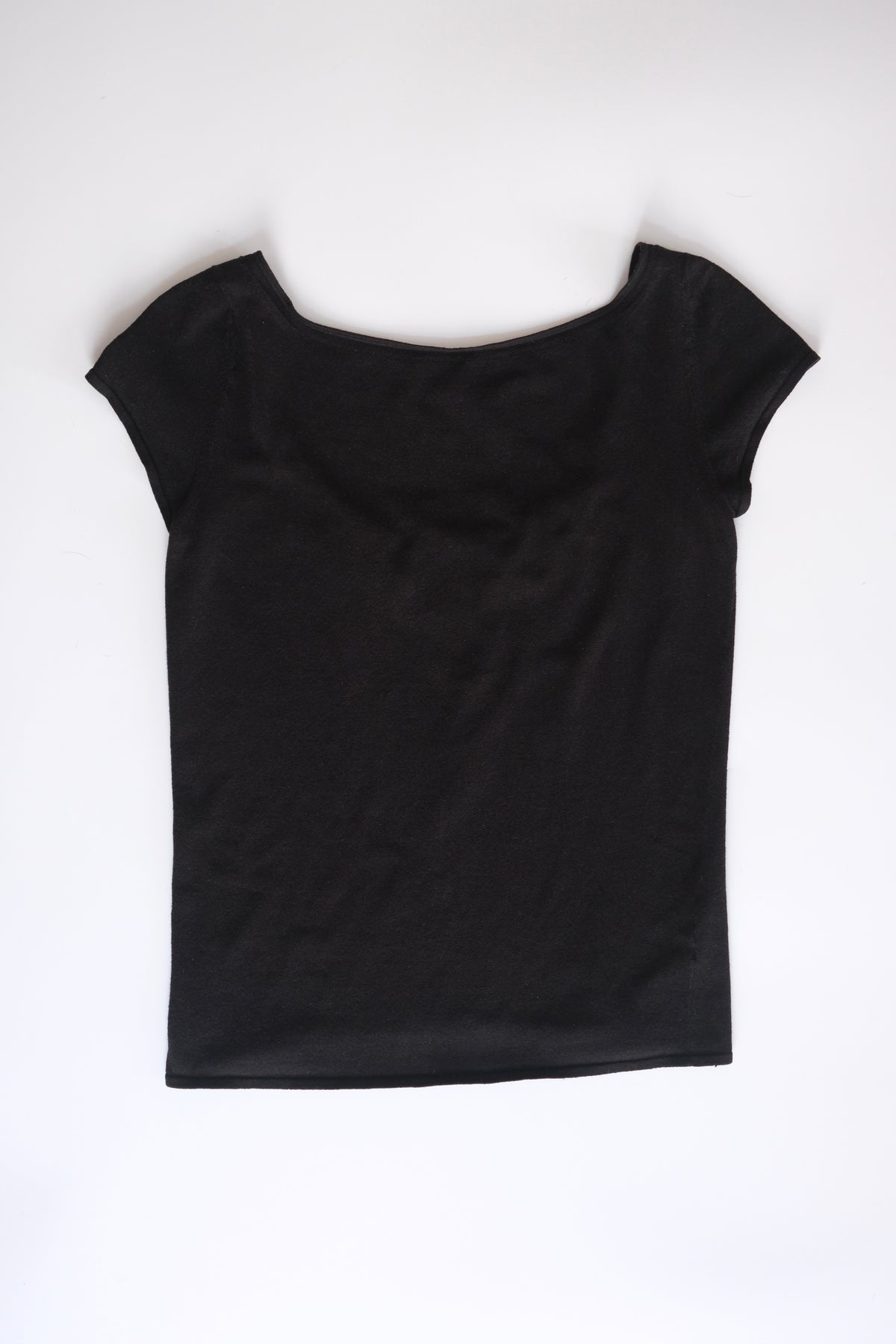 Gucci by Tom Ford black cap sleeve front-tie knitted top