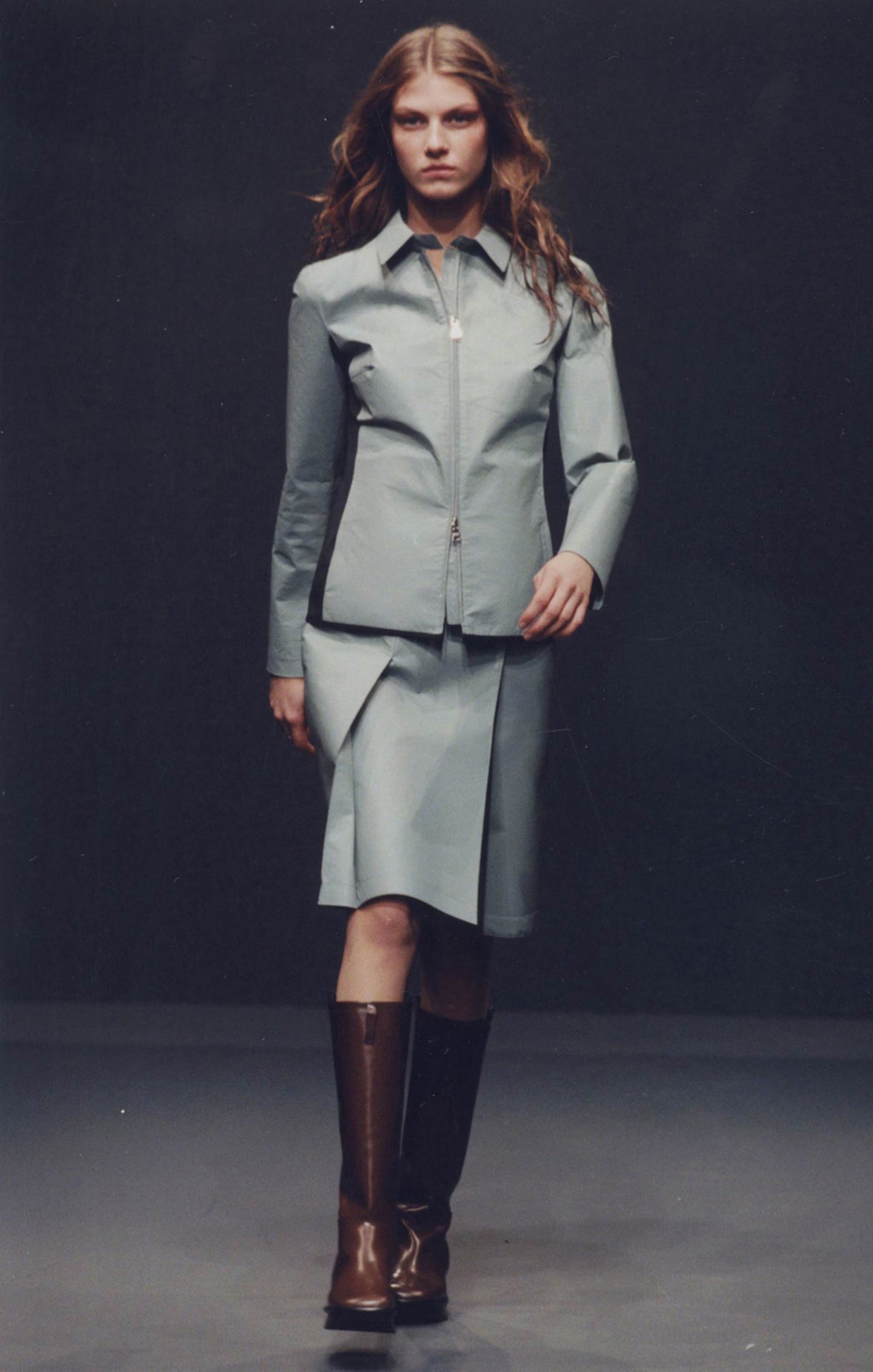 Prada Linea Rossa 1999 baby blue belted windbreaker