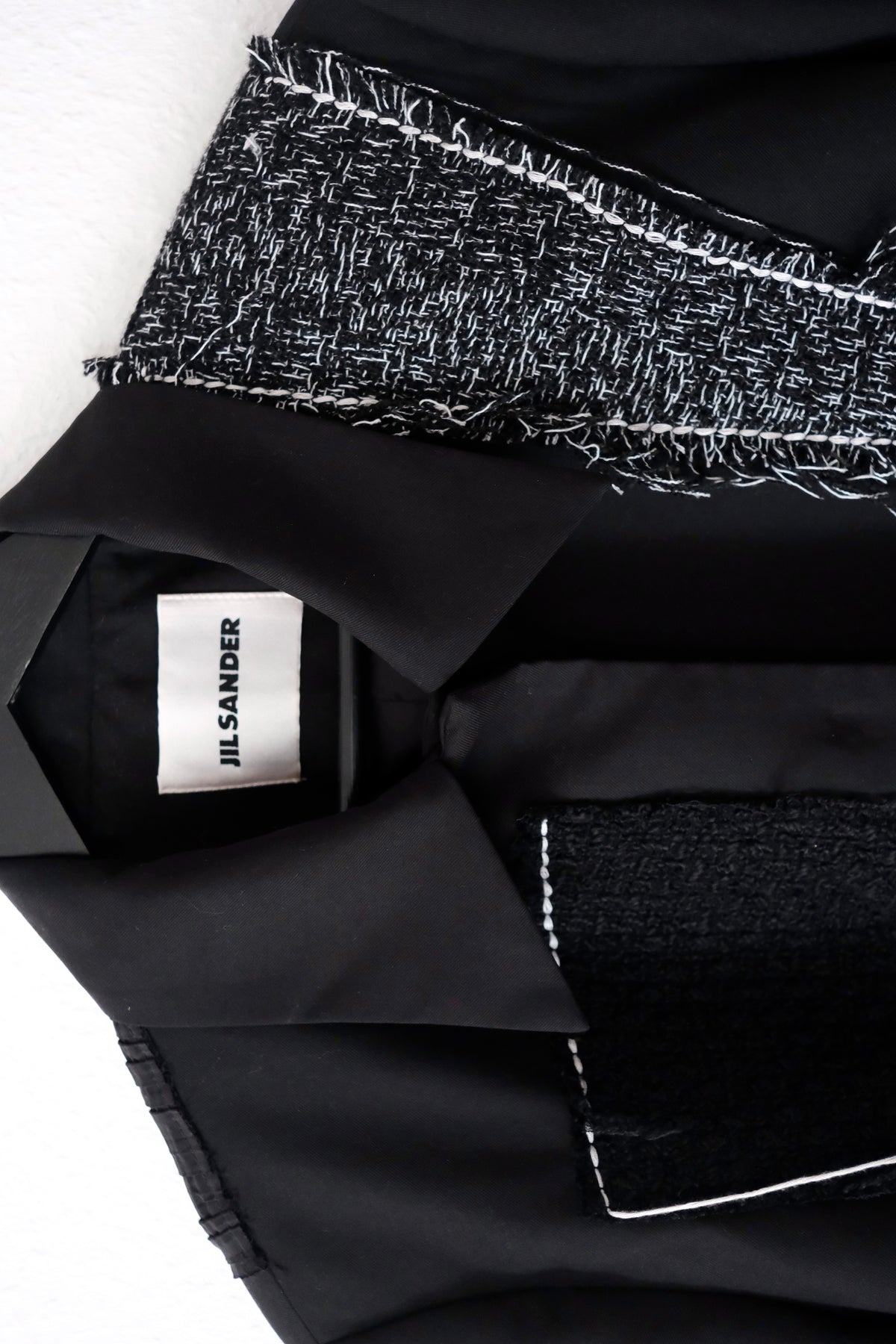 Jil Sander black jacket with tweed appliqués