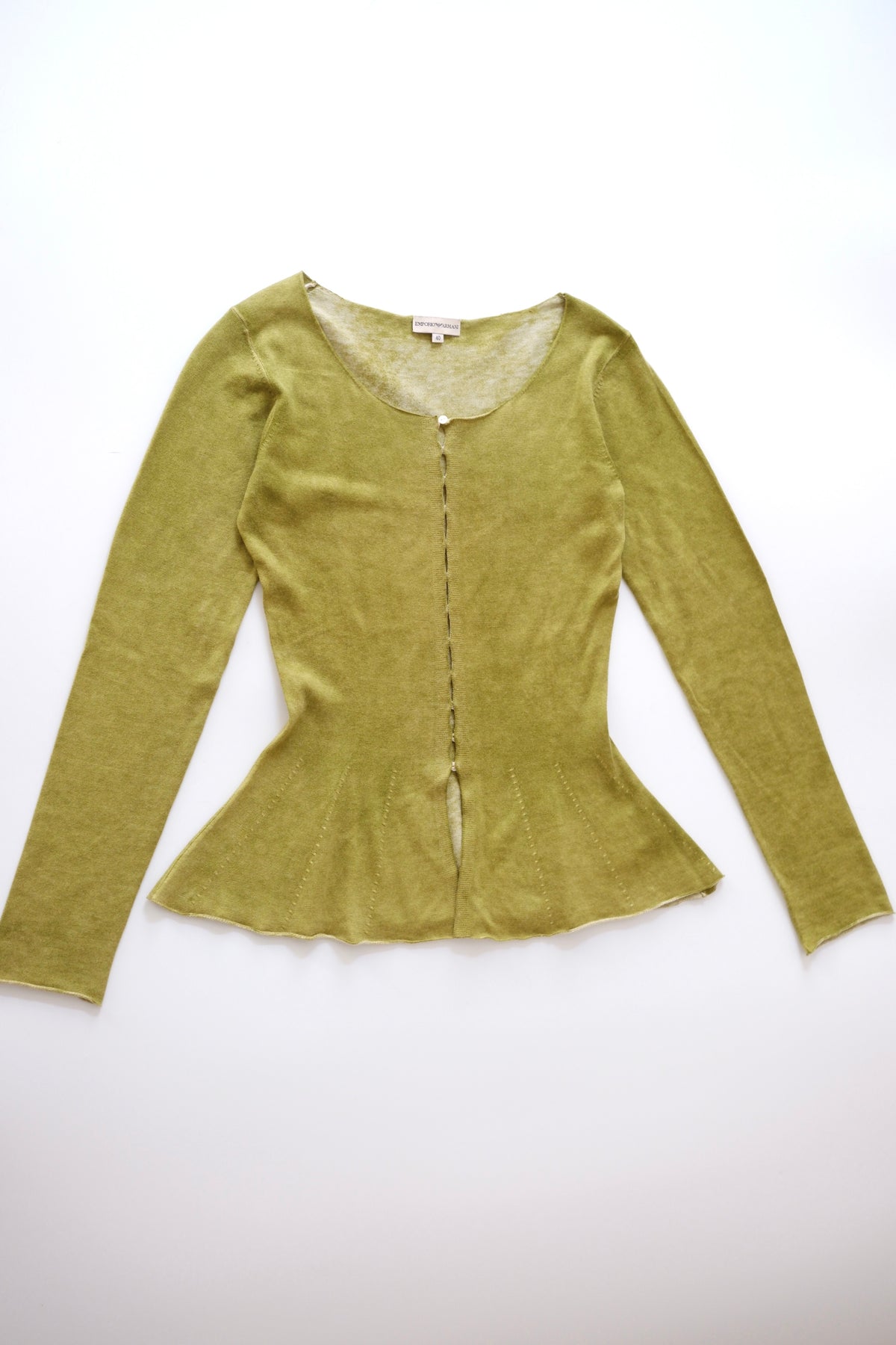 Vintage Emporio Armani olive green cashmere silk blend cardigan
