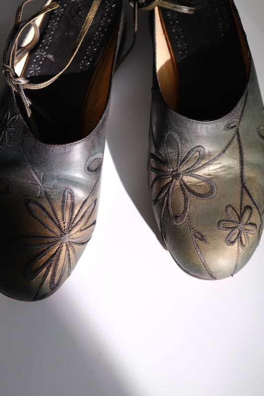 1990s Dries van Noten leather flat mules