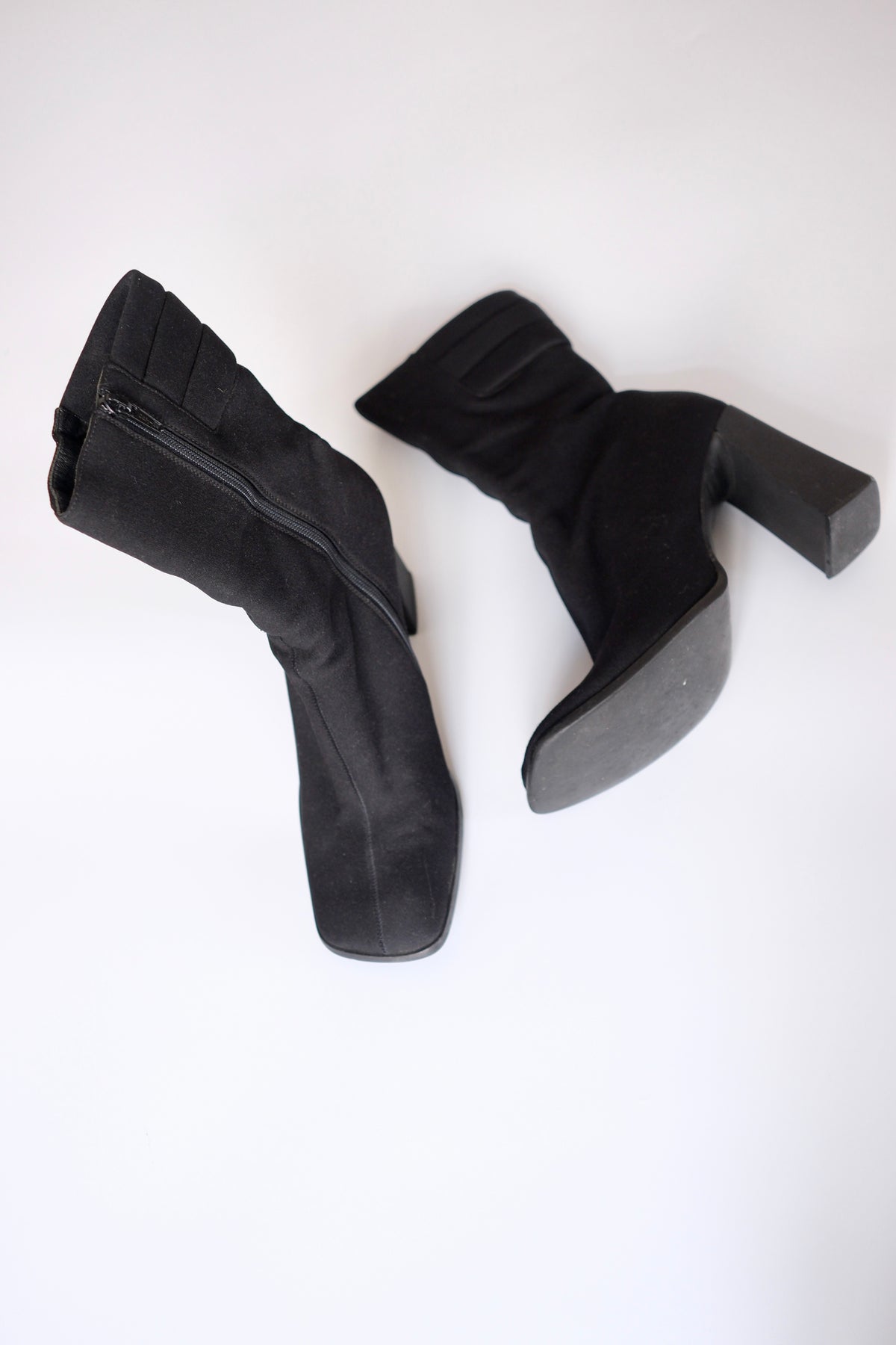 Miu Miu SS 1999 black square toe heeled boots