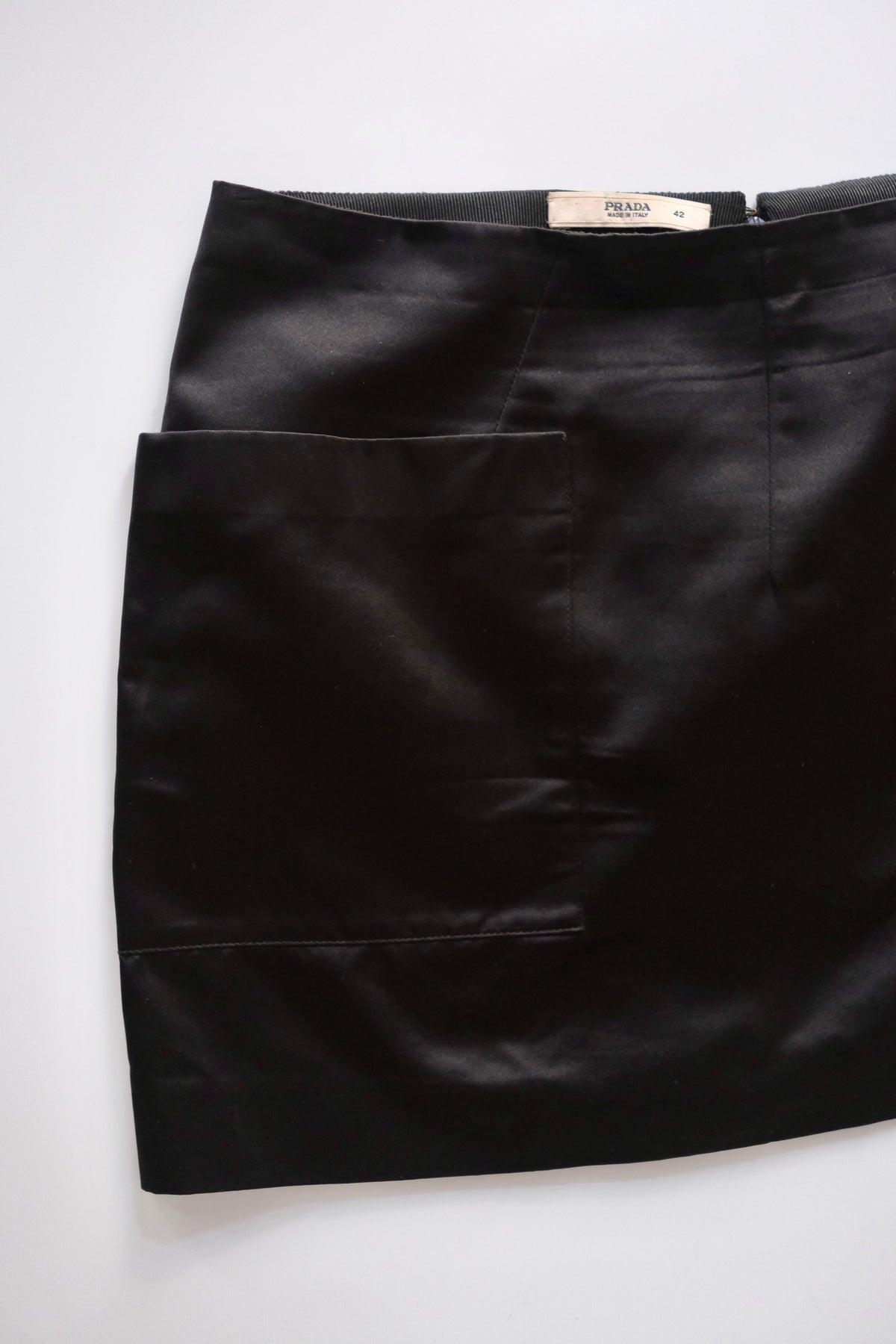 Prada SS 2008 black satin silk mini skirt