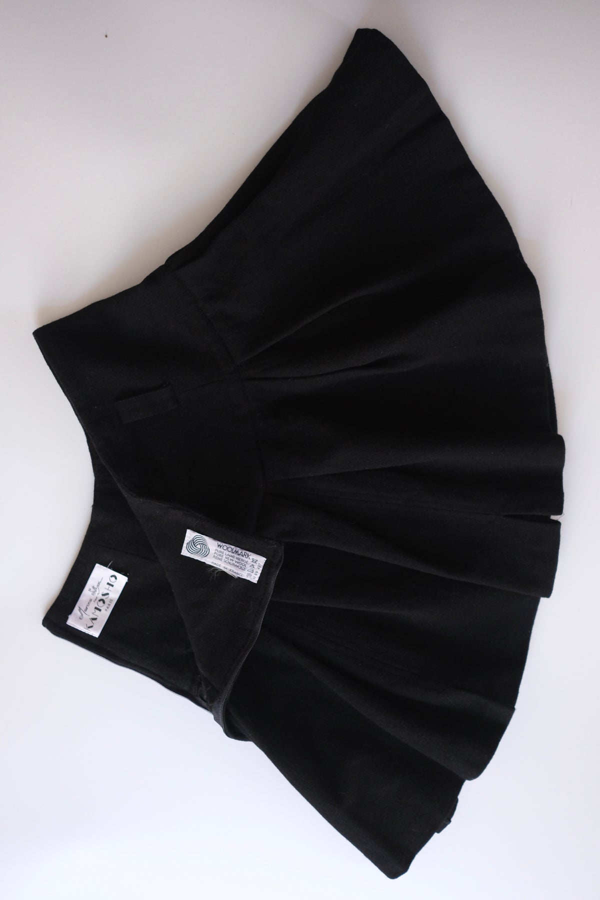 Martine Sitbon vintage black wool flared mini skirt