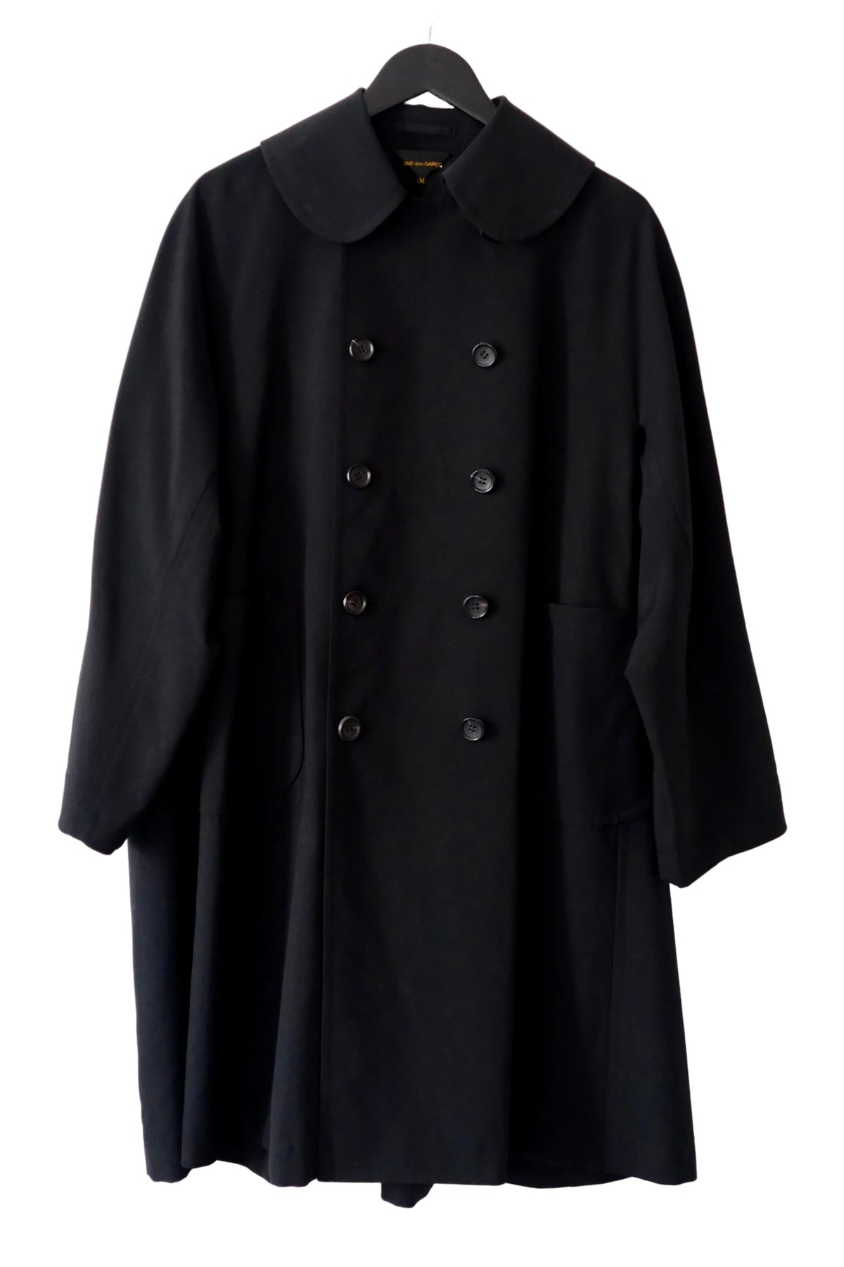 Comme des Garçons AD 2016 black wool double-breasted car coat