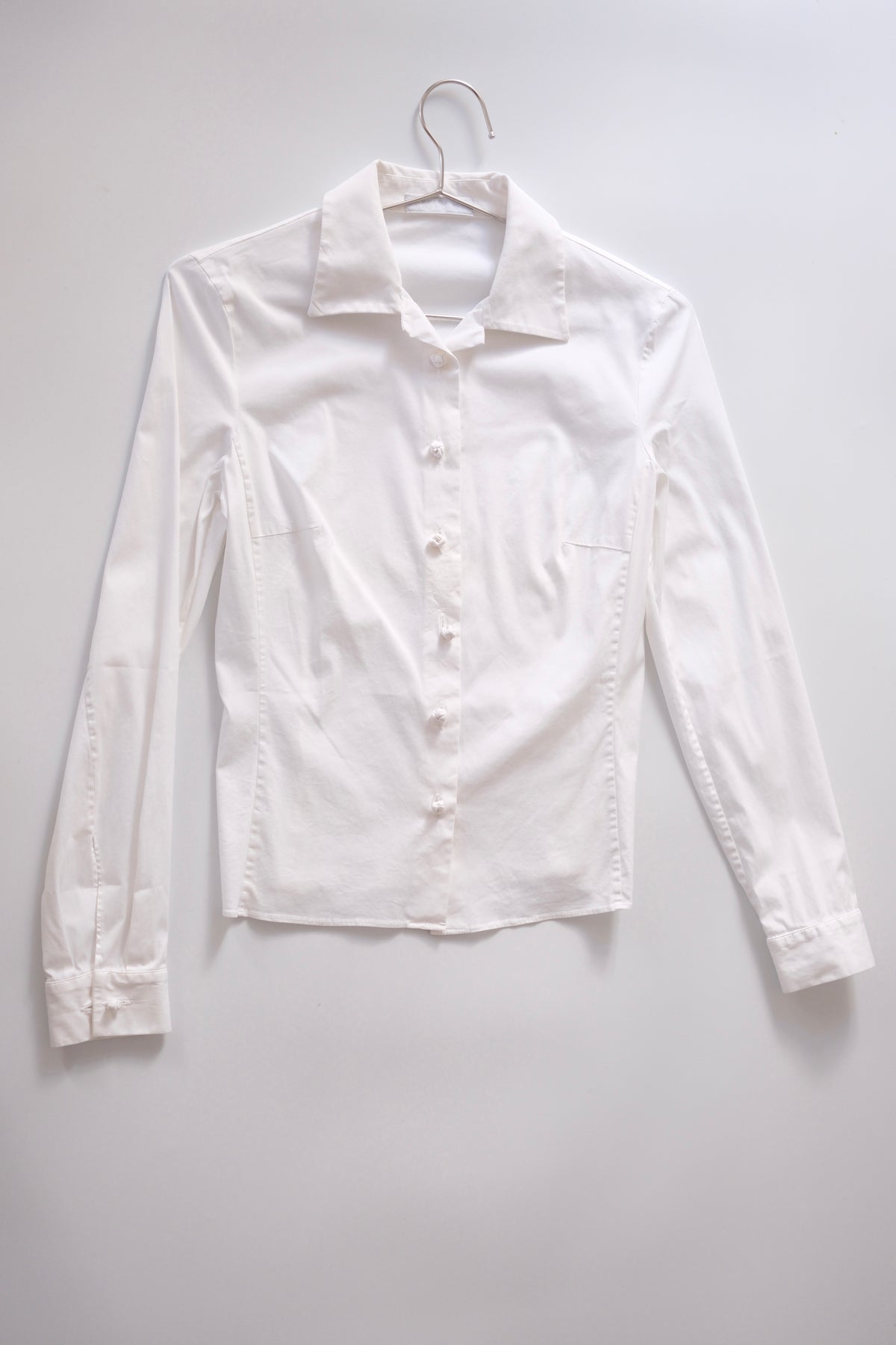1990s Prada white cotton fitted button-up shirt
