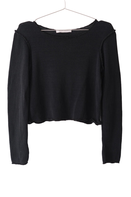 Miu Miu SS 2001 black cropped long sleeve cotton knit