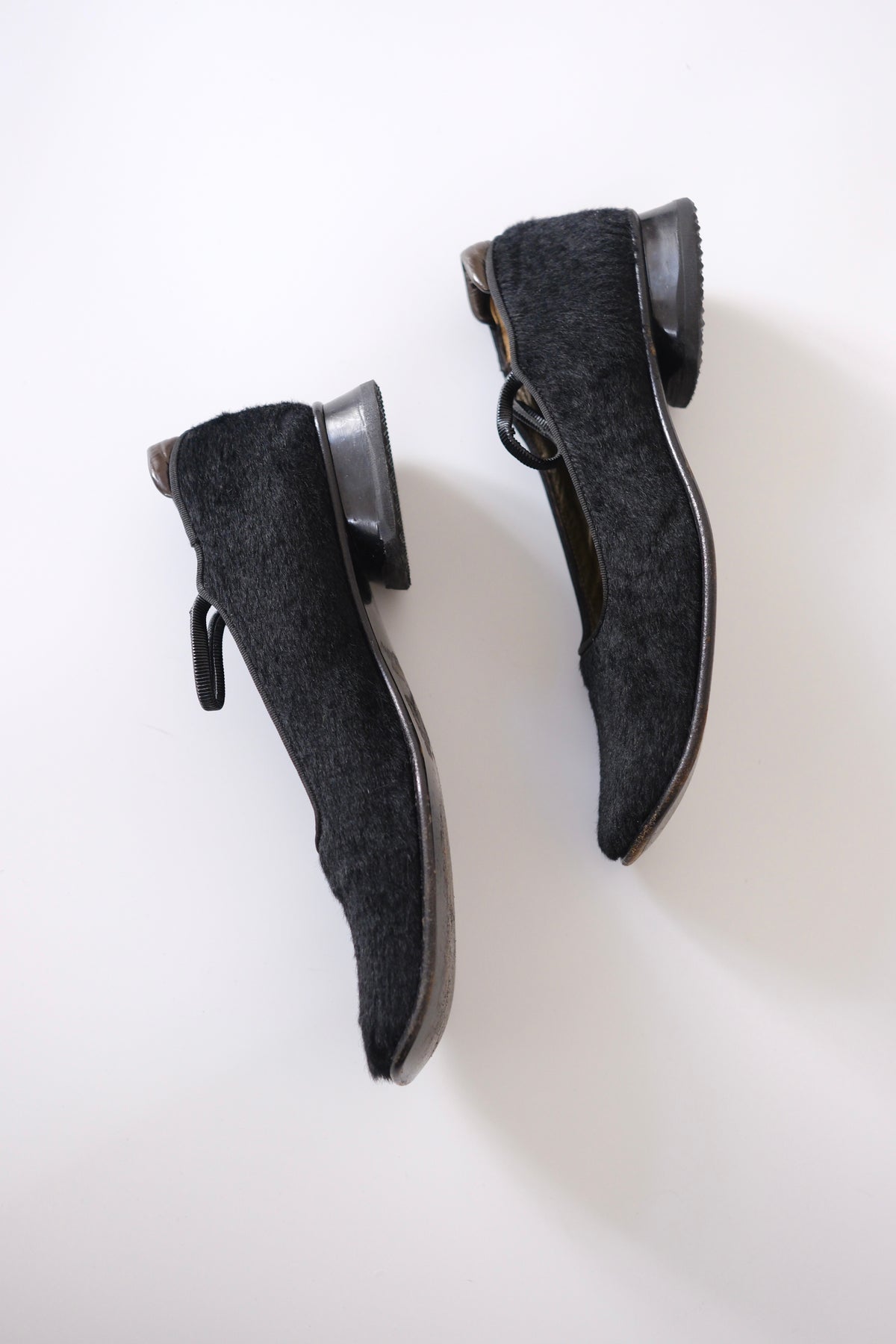 Gianfranco Paoli black ponyhair square toe mary jane flats