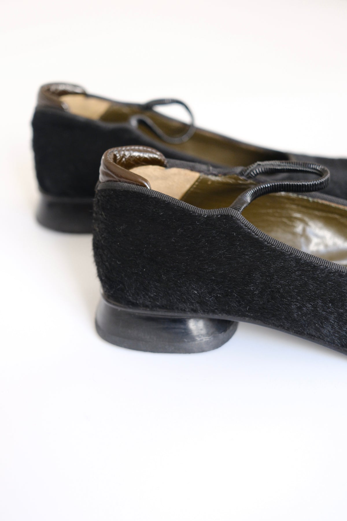 Gianfranco Paoli black ponyhair square toe mary jane flats