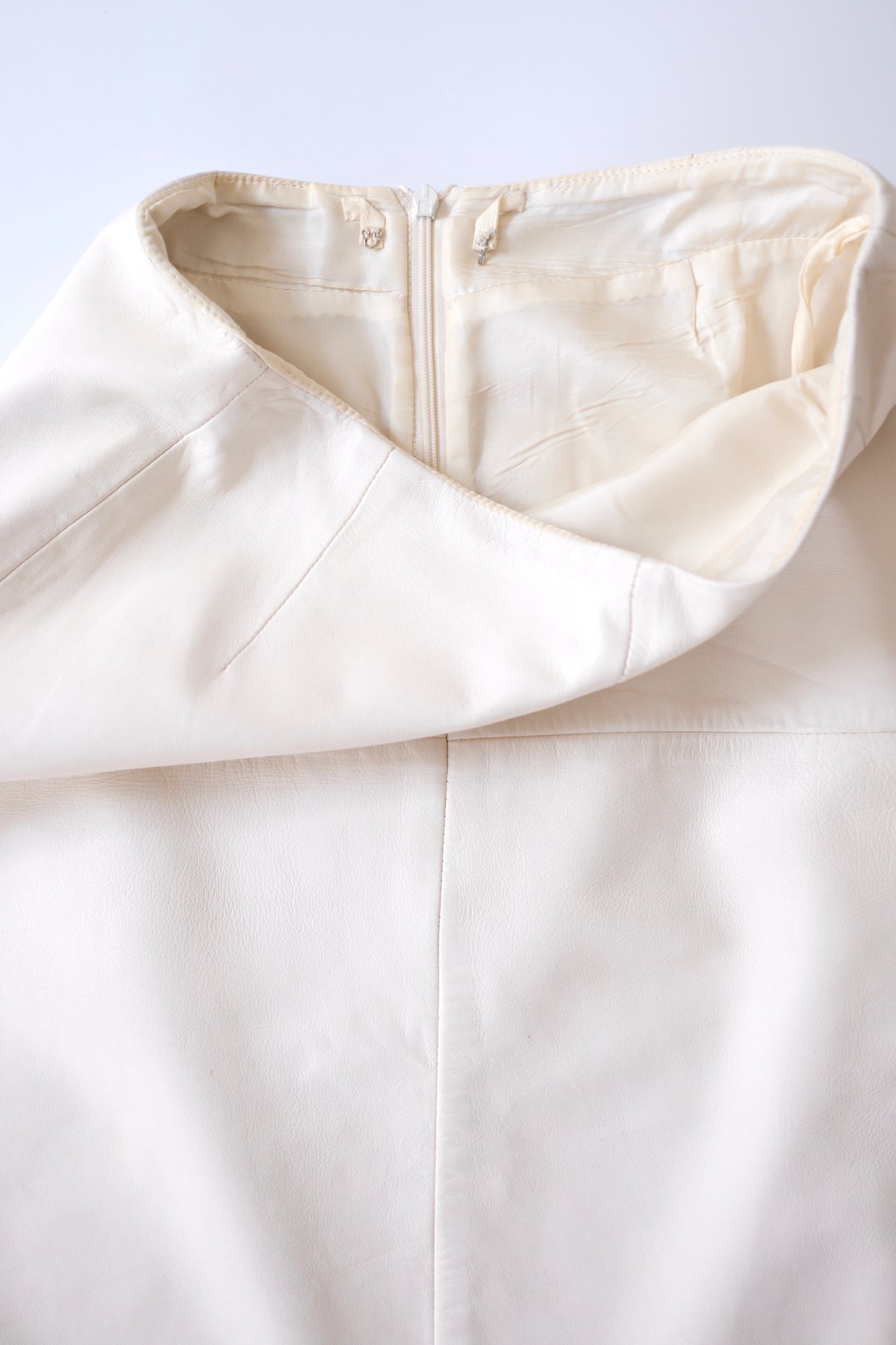 Vintage Escada off white leather midi skirt with slit