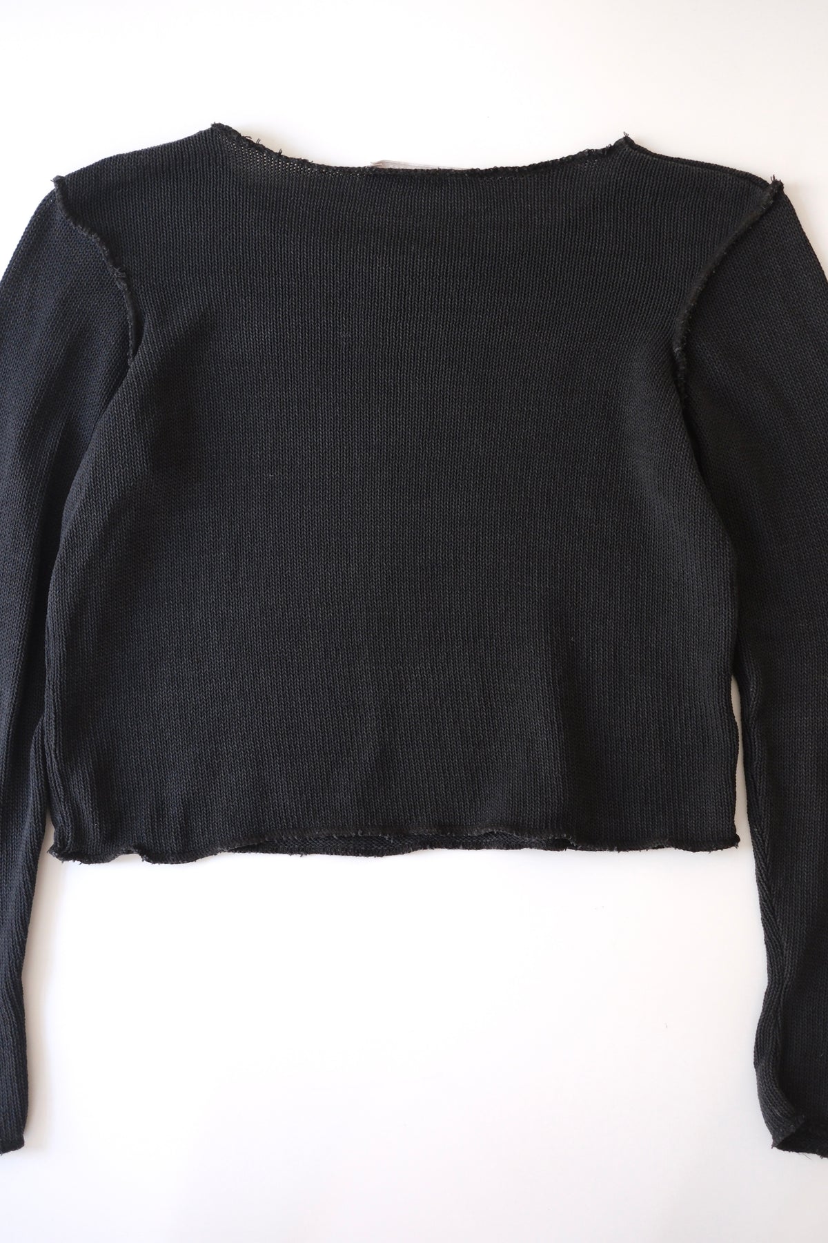 Miu Miu SS 2001 black cropped long sleeve cotton knit