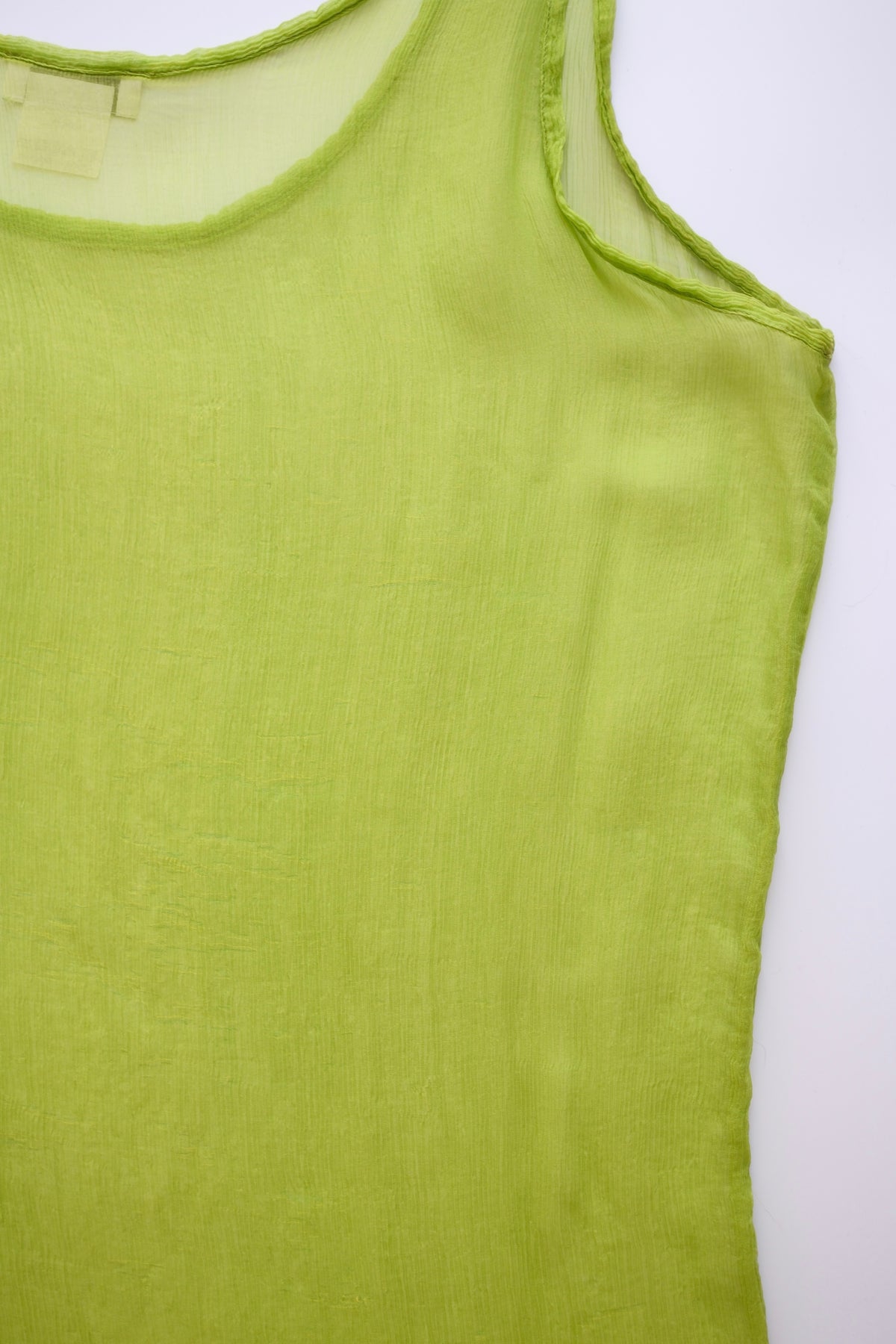Vintage Dries van Noten lime green sheer silk tank top