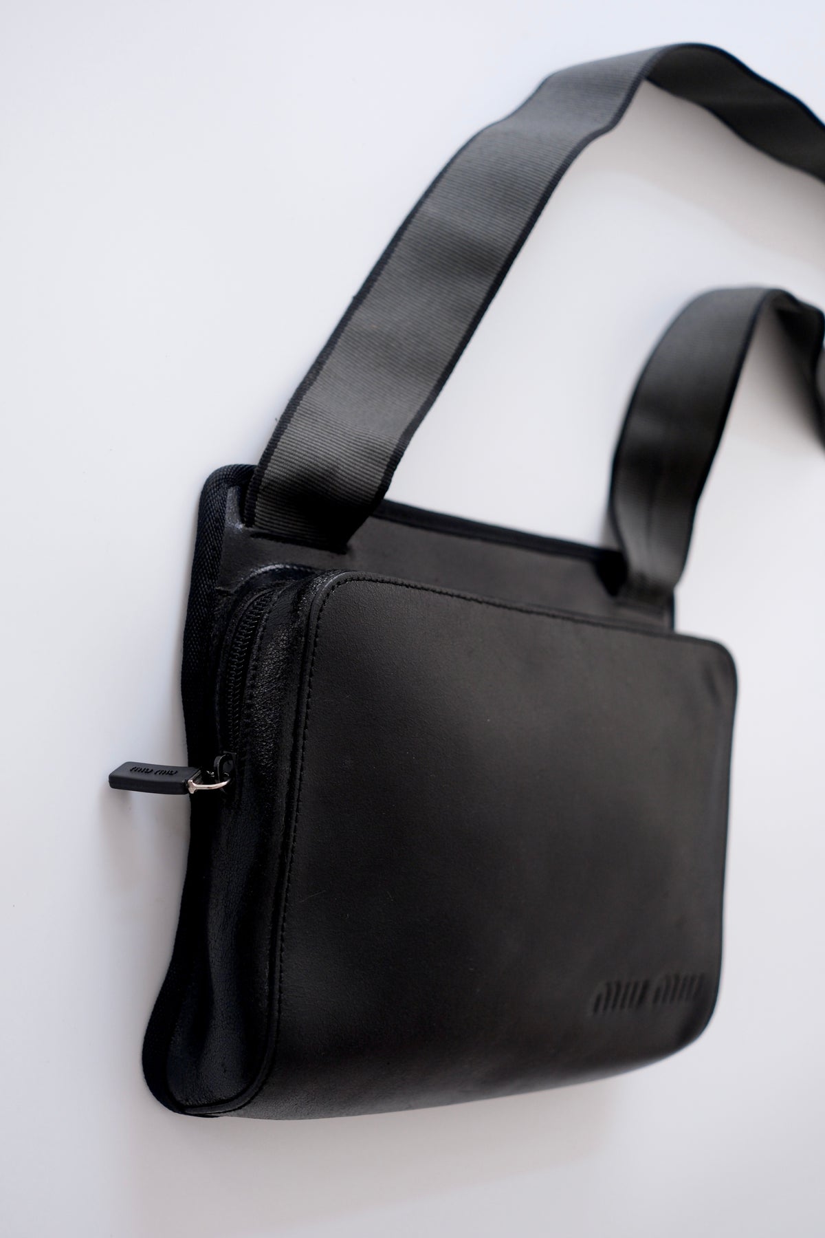 Miu Miu FW 1999 black leather crossbody bag