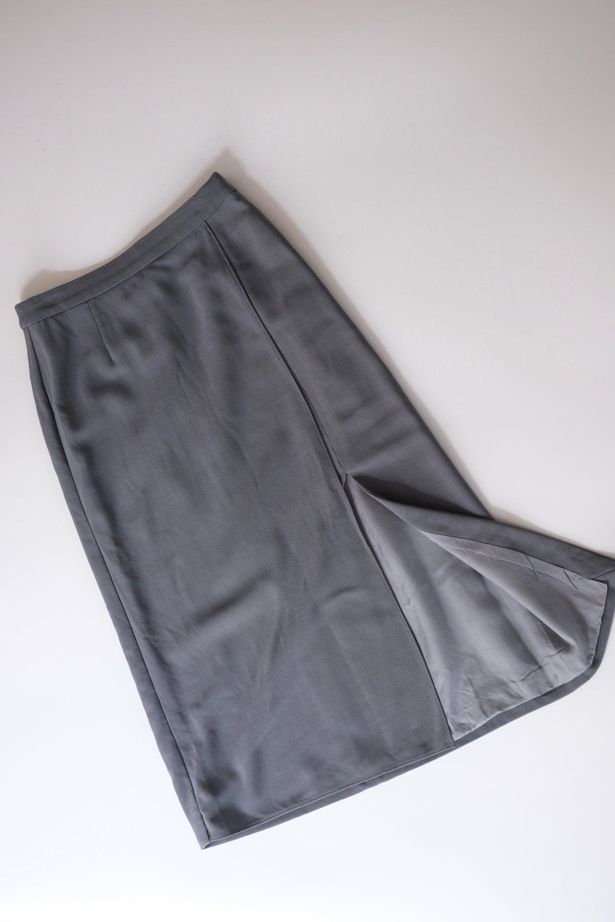 Vintage Giorgio Armani grey wool midi skirt with side slit