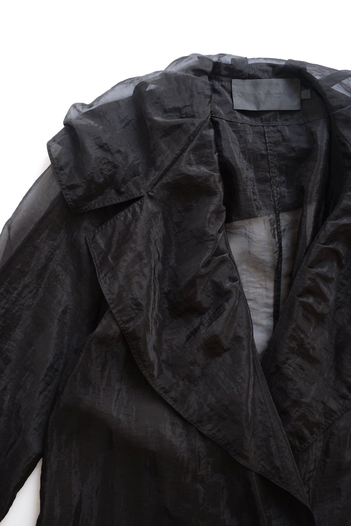 Donna Karan black organza oversized duster coat