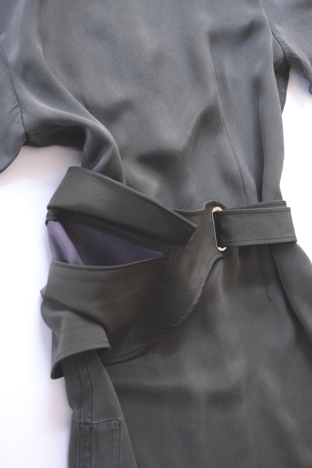 Sportmax khaki shortsleeved silk shift dress