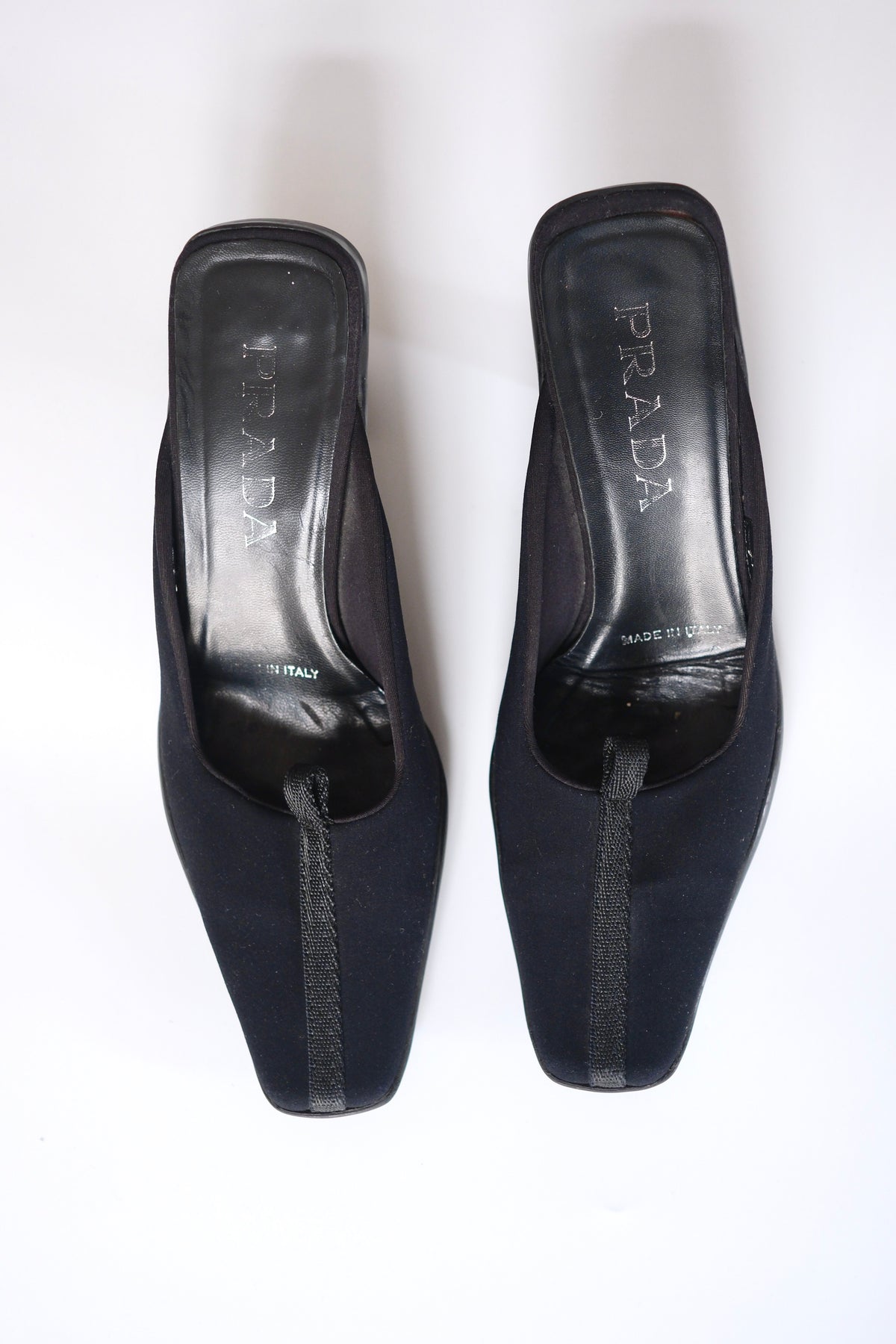 Prada FW 1999 midnight blue heeled mules