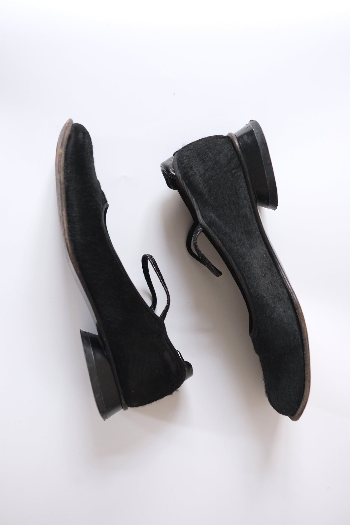 Gianfranco Paoli black ponyhair square toe mary jane flats