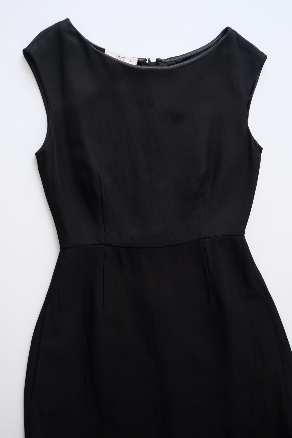 2000s Prada tailored black shift midi dress