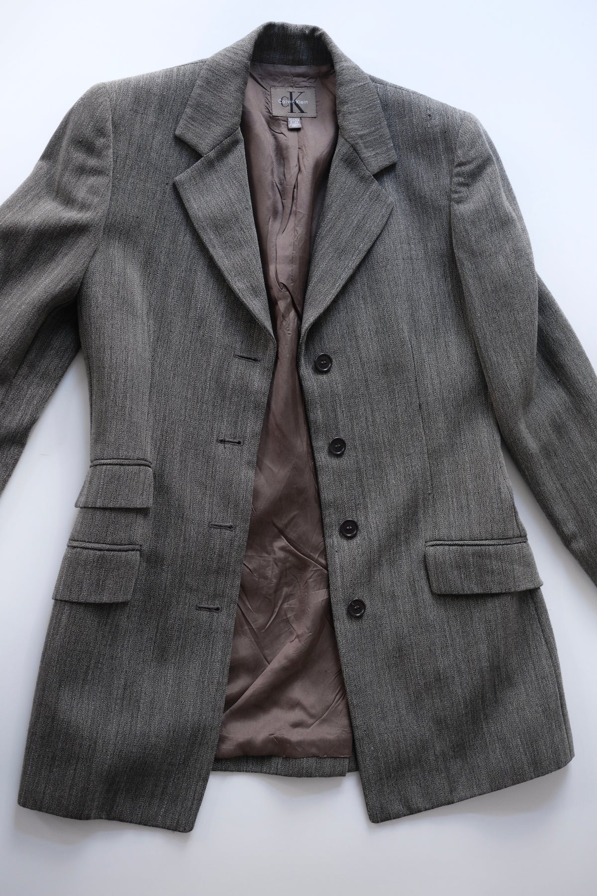 1990s Calvin Klein tailored grey blazer