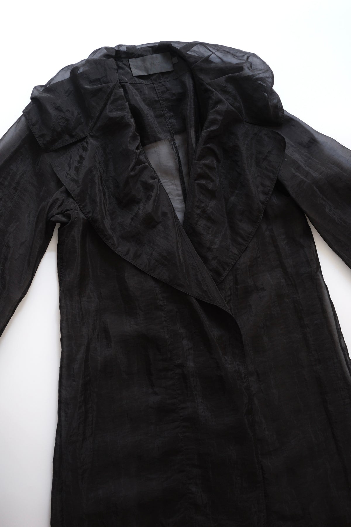 Donna Karan black organza oversized duster coat