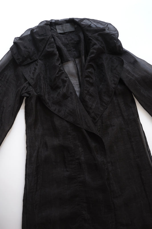 Donna Karan black organza oversized duster coat