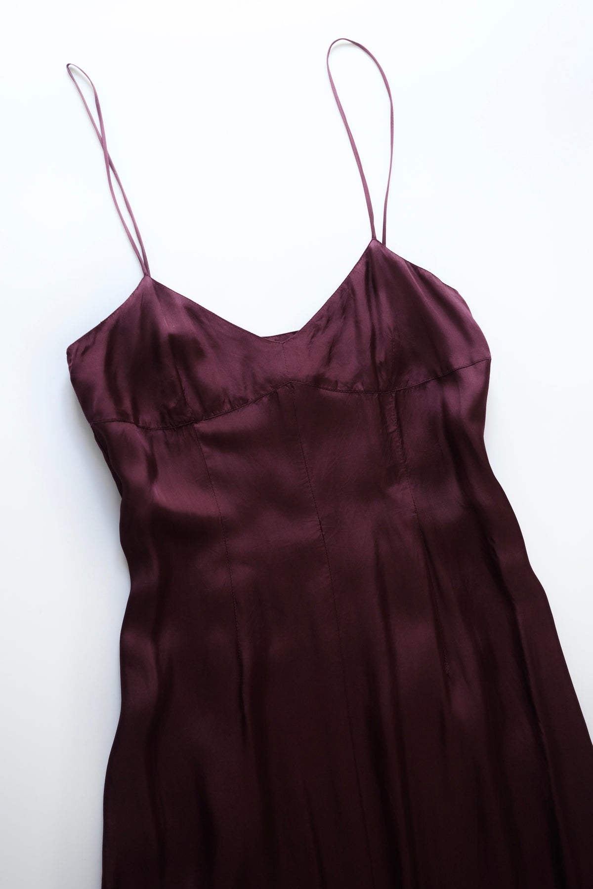 1990s Dries van Noten deep plum satin slip dress