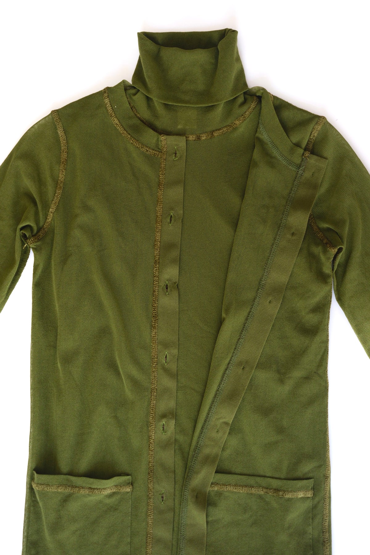 Vintage Jean Paul Gaultier olive green mesh twin set