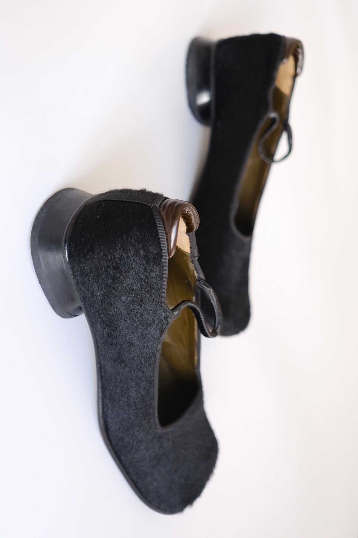 Gianfranco Paoli black ponyhair square toe mary jane flats