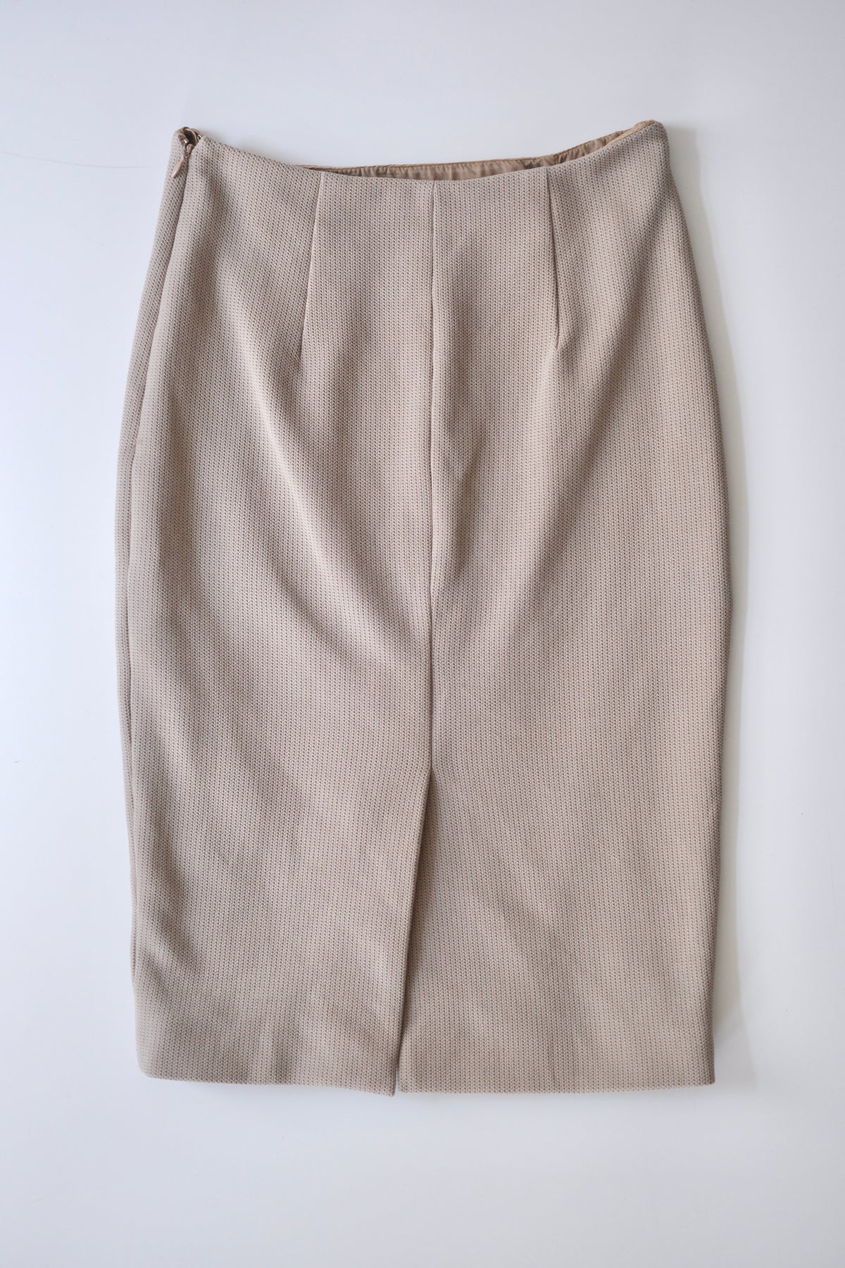 2010s Prada beige mesh pencil skirt