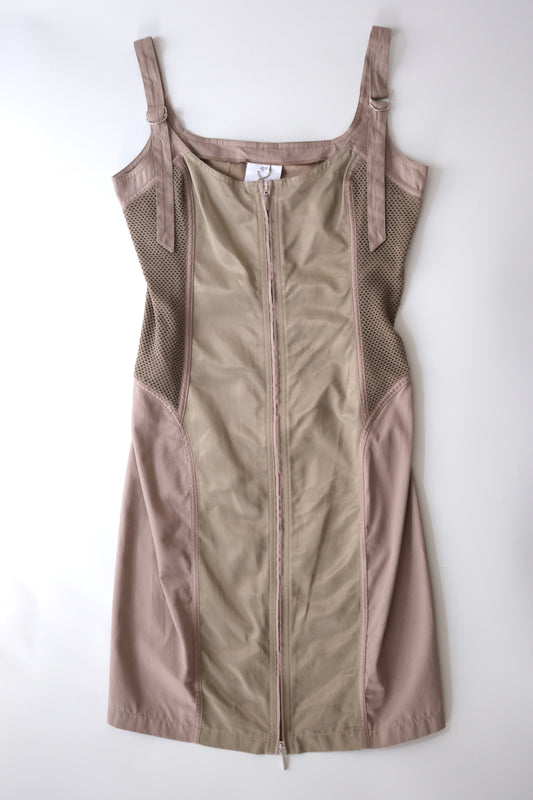 Plein Sud Jeans khaki zip-up midi dress