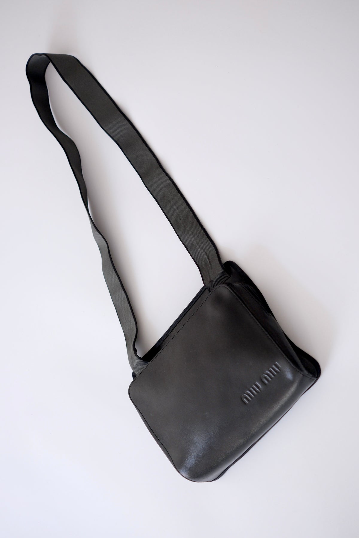 Miu Miu FW 1999 black leather crossbody bag