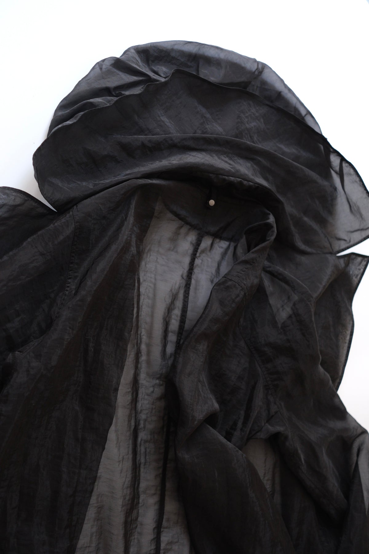 Donna Karan black organza oversized duster coat